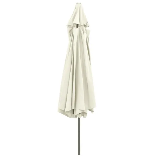 Umbrelă de soare de grădină, stâlp metalic, alb nisipiu 390 cm