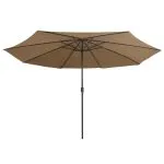 Umbrelă de soare de grădină, stâlp metalic, taupe, 390 cm