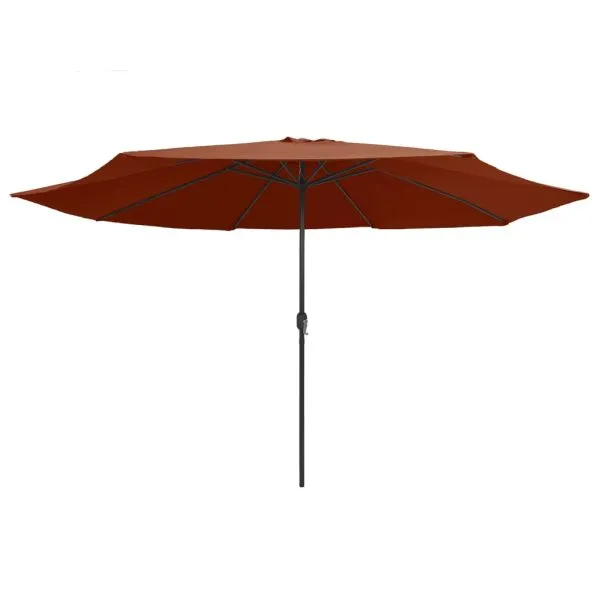 Umbrelă de soare de grădină, stâlp metalic, cărămiziu, 390 cm