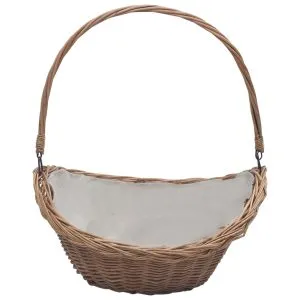 Coș pentru lemne de foc cu mâner, maro, 61,5×46,5×52 cm salcie
