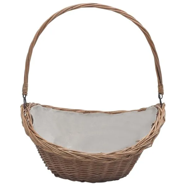 Coș pentru lemne de foc cu mâner, maro, 61,5×46,5×52 cm salcie