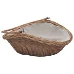 Coș pentru lemne de foc cu mâner, maro, 61,5×46,5×52 cm salcie