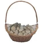 Coș pentru lemne de foc cu mâner, maro, 61,5×46,5×52 cm salcie
