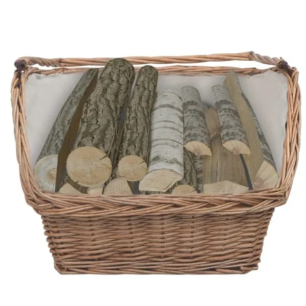 Coș pentru lemne de foc cu mâner, maro 61,5×46,5×58 cm salcie