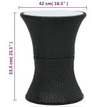 Masă laterală de grădină, formă de tobă, negru, poliratan