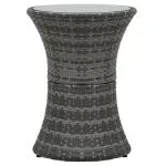 Masă laterală de grădină în formă de tambur, gri, poliratan