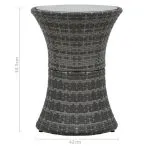 Masă laterală de grădină în formă de tambur, gri, poliratan