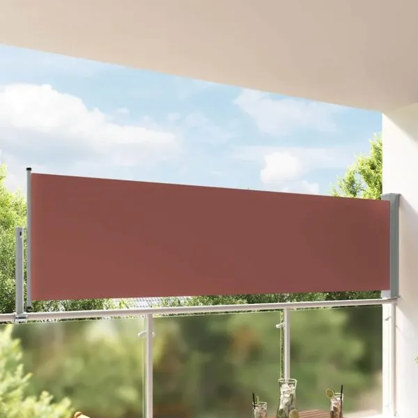 Copertină laterală retractabilă de terasă, maro, 100 x 300 cm