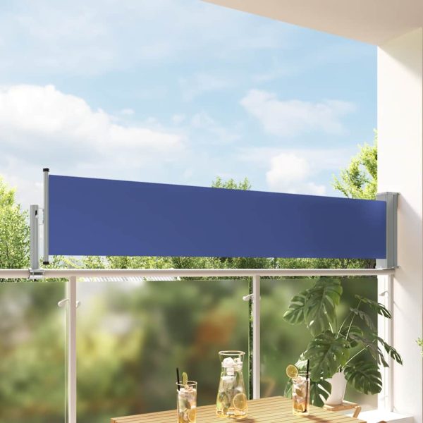 Copertină laterală retractabilă de terasă, albastru, 60×300 cm