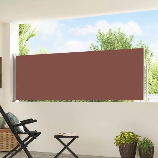 Copertină laterală retractabilă de terasă, maro, 100 x 500 cm