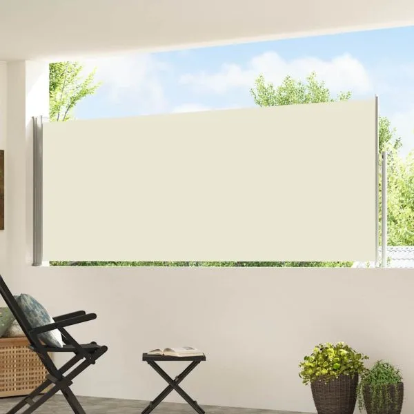 Copertină laterală retractabilă de terasă, crem, 120 x 500 cm