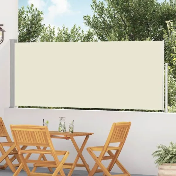 Copertină laterală retractabilă de terasă, crem, 120 x 500 cm