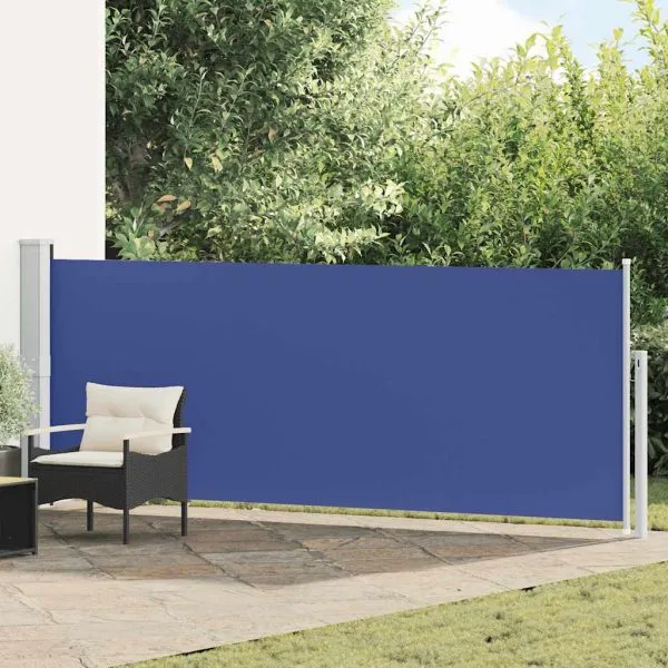 Copertină laterală retractabilă terasă, albastru, 140×500 cm