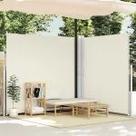 Copertină laterală dublă retractabilă, crem, 170 x 600 cm