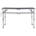 Masă de camping pliabilă, gri, 120 x 60 cm, aluminiu
