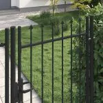 Poartă de gard cu o ușă, vârf ascuțit, negru, 1×1,75 m, oțel