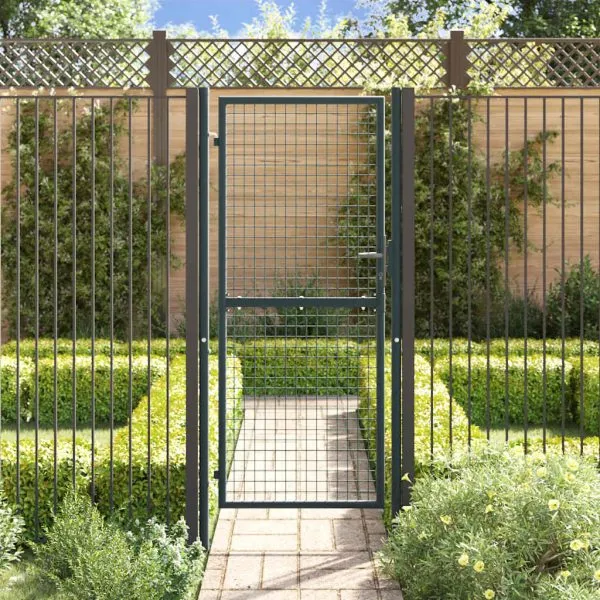 Poartă de grădină din plasă, gri, 100×250 cm, oțel galvanizat