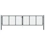 Poartă de grădină din plasă, gri, 400 x 150 cm, oțel galvanizat