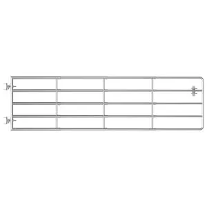 Poartă de câmp cu 5 bare, argintiu, (115-300) x 90 cm, oțel