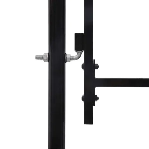 Poartă de gard cu o ușă, vârf arcuit, negru, 1 x 1,2 m, oțel