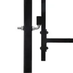 Poartă de gard cu o ușă, vârf ascuțit, negru, 1 x 1 m, oțel