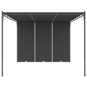 Pavilion de grădină cu perdea laterală, antracit, 4x3x2,25 m