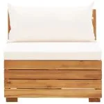 Set mobilier grădină cu perne, 8 piese, alb crem, lemn acacia