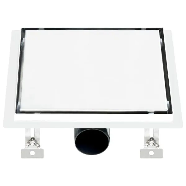 Rigolă de duș capac plat gresie 2-în-1 23×23 cm oțel inoxidabil
