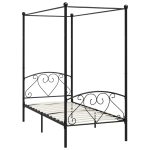 Cadru de pat cu baldachin, negru, 120 x 200 cm, metal