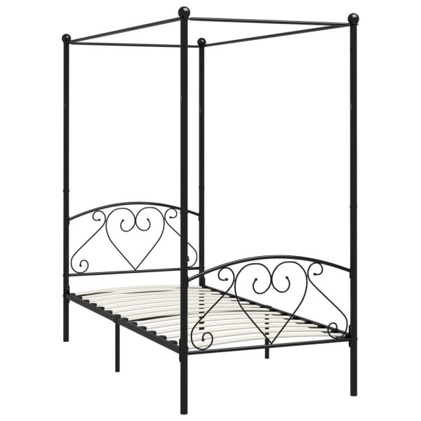 Cadru de pat cu baldachin, negru, 120 x 200 cm, metal