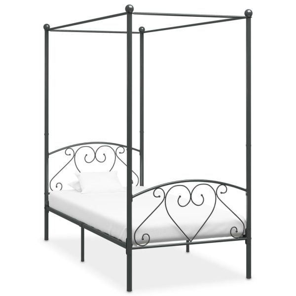 Cadru de pat cu baldachin, gri, 120 x 200 cm, metal