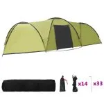 Cort camping tip iglu, 8 persoane, verde, 650x240x190 cm