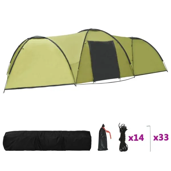 Cort camping tip iglu, 8 persoane, verde, 650x240x190 cm