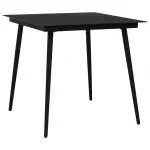 Set mobilier de exterior, 5 piese, negru, frânghie și oțel