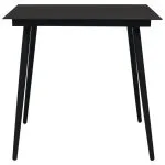 Set mobilier de exterior, 5 piese, negru, frânghie și oțel