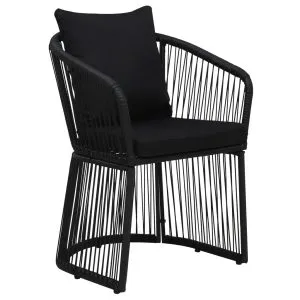 Scaune de grădină cu perne, 2 buc., negru, ratan PVC