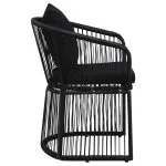 Scaune de grădină cu perne, 2 buc., negru, ratan PVC