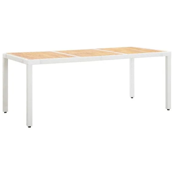 Set mobilier de grădină, 9 piese, alb, poliratan