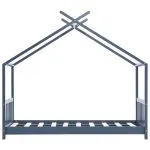Cadru de pat de copii, gri, 70 x 140 cm, lemn masiv de pin