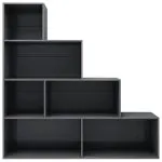 Bibliotecă/Separator, gri lucios, 155x24x160 cm, lemn prelucrat