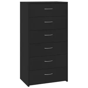 Dulap cu 6 sertare, negru, 50x34x96 cm, lemn prelucrat