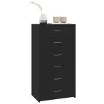 Dulap cu 6 sertare, negru, 50x34x96 cm, lemn prelucrat