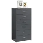 Dulap 6 sertare, gri extralucios, 50x34x96 cm, lemn prelucrat