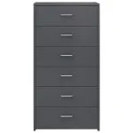 Dulap 6 sertare, gri extralucios, 50x34x96 cm, lemn prelucrat