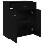 Dulap, negru, 60x30x75 cm, lemn prelucrat