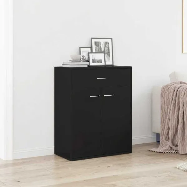 Dulap, negru, 60x30x75 cm, lemn prelucrat