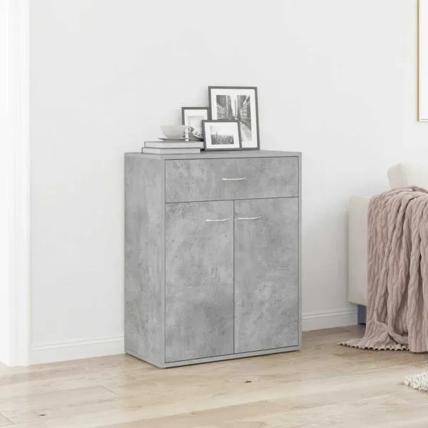 Dulap, gri beton, 60x30x75 cm, lemn prelucrat