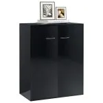 Dulap, negru extralucios, 60x30x75 cm, lemn prelucrat