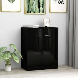 Dulap, negru extralucios, 60x30x75 cm, lemn prelucrat