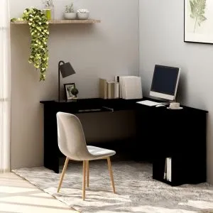 Birou de colț în formă de L, negru 120x140x75 cm lemn prelucrat